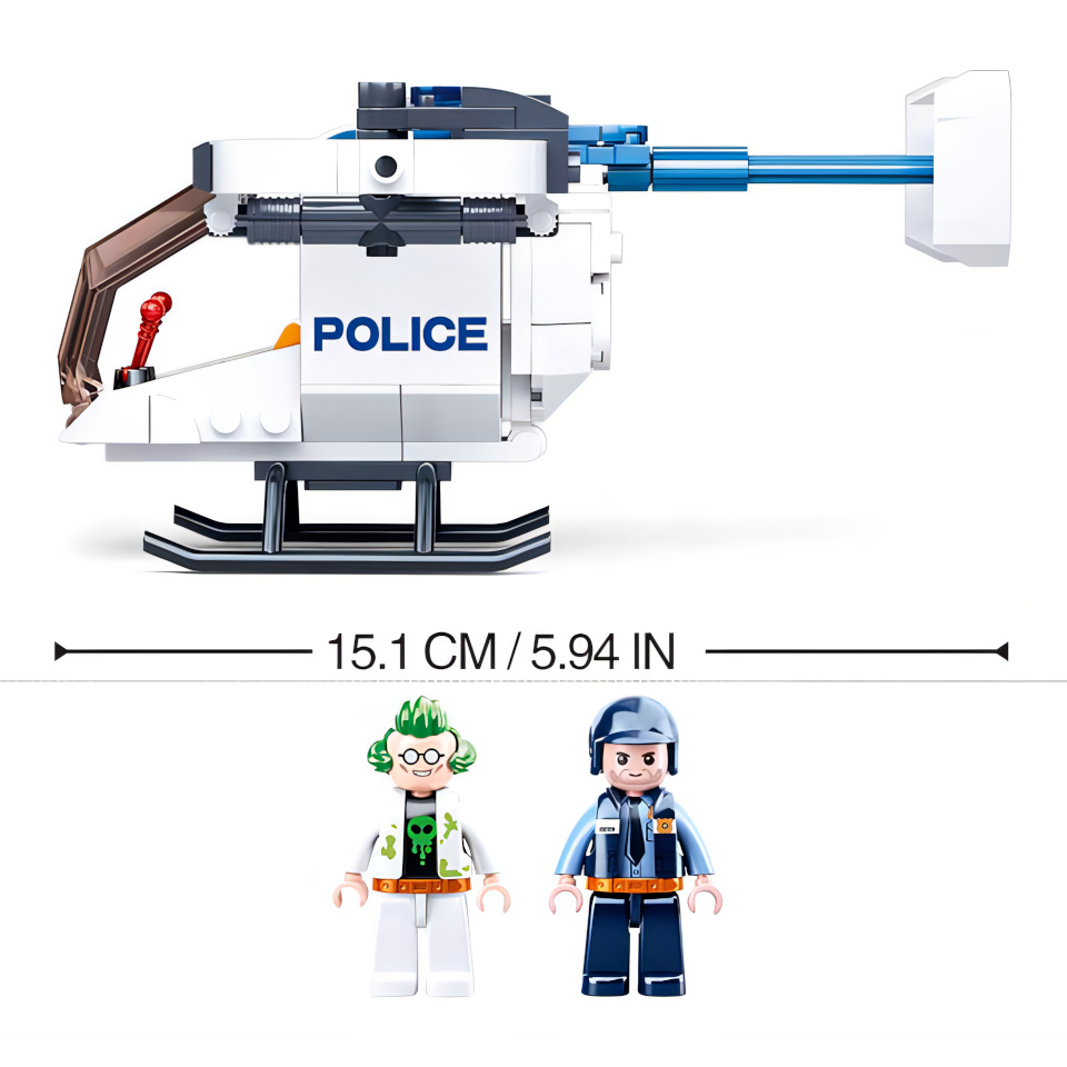 Sluban Polizia M38-B0823 Elicottero della polizia con drone per il trasporto di prigionieri - immagine 3