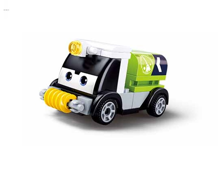 Sluban Power Bricks M38-B1072D Pull-back Car with Eyes Green Tanker