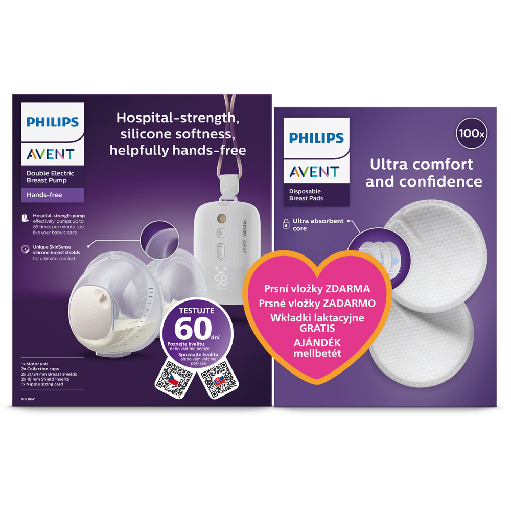 Philips AVENT Laktator elektryczny do mleka matki Hands-Free DUO Premium Plus SCF532/11 + Prezent