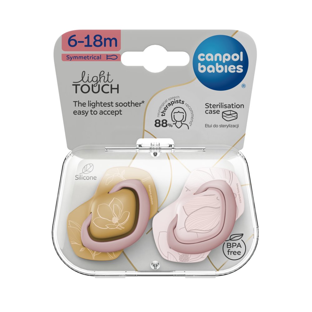 CANPOL BABIES Silikon-Schnuller symmetrisch Light touch GOLD 6-18m 2Stk. rosa – Bild 5