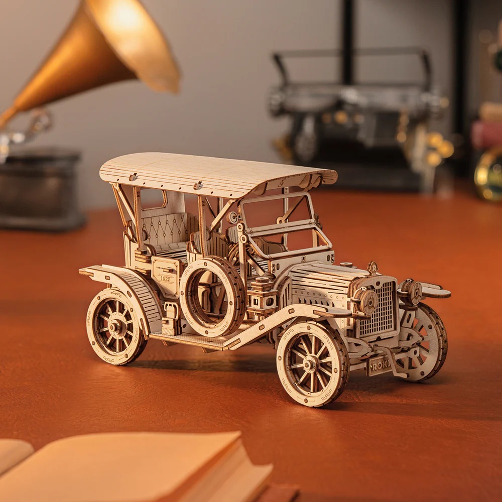 RoboTime 3D dřevěná mechanická skládačka Historické auto (obrázek 9)