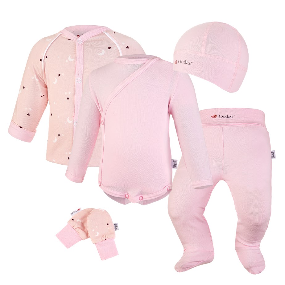 Ensemble nouveau-né BIO Outlast® - étoiles rose clair/rose bébé 56