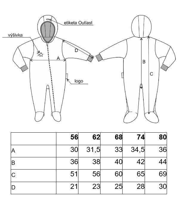 Mono con forro BIO DR Outlast® - estrellas beige/blanco 62 - Imagen 7