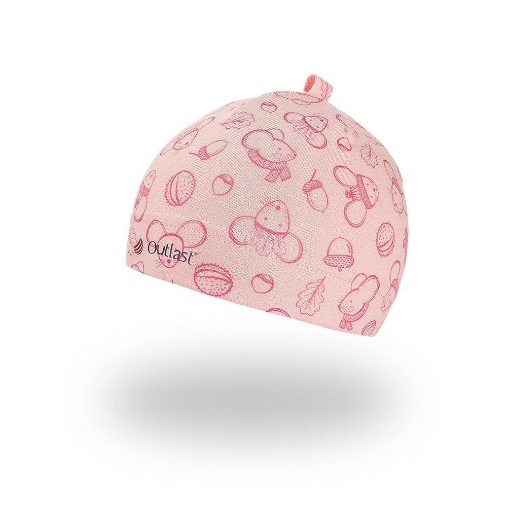 Gorro resbaladizo elástico ESTAMPADO Outlast ® - rosa antiguo claro ratones 2 | 39-41 cm