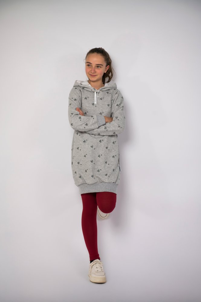 Vestido sudadera - gris jaspeado corazón brillo 116 - Imagen 6