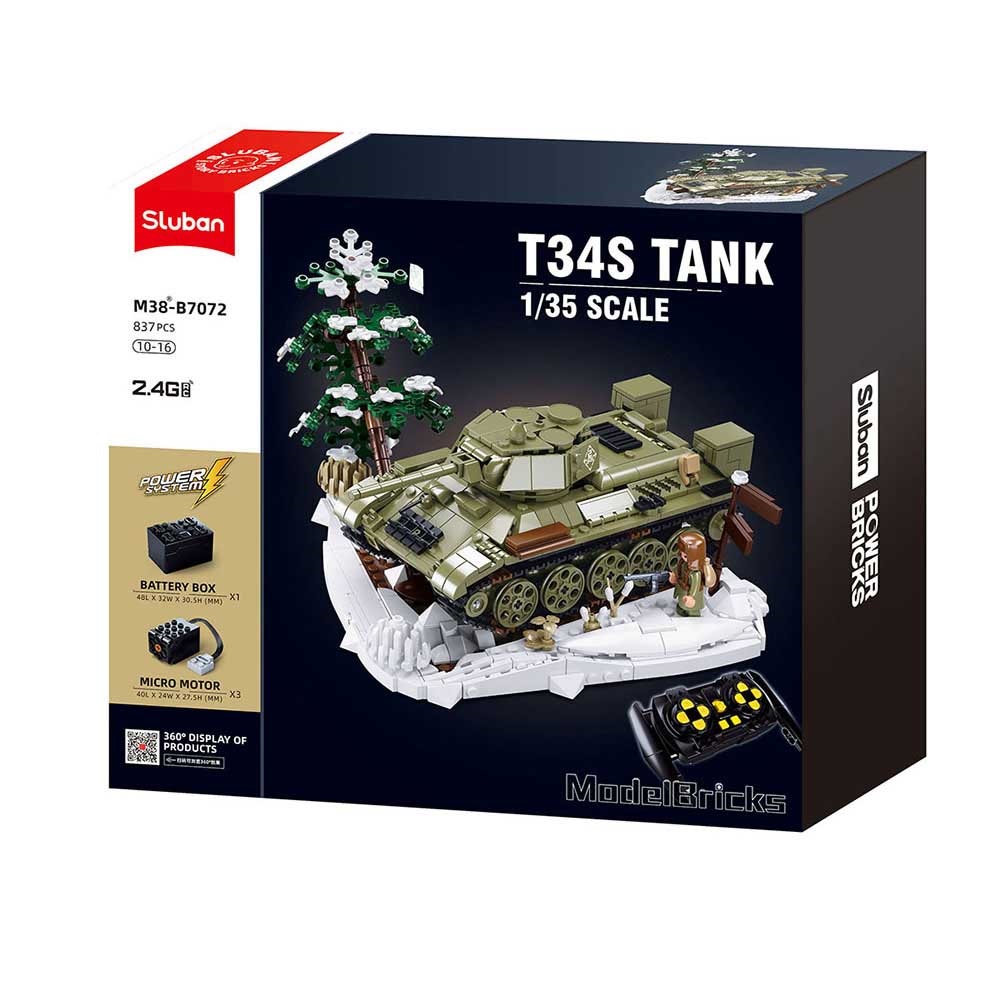 Sluban Power Bricks M38-B7072 R/C T34/76 (1942) Tank na dálkové ovládání (obrázek 2)