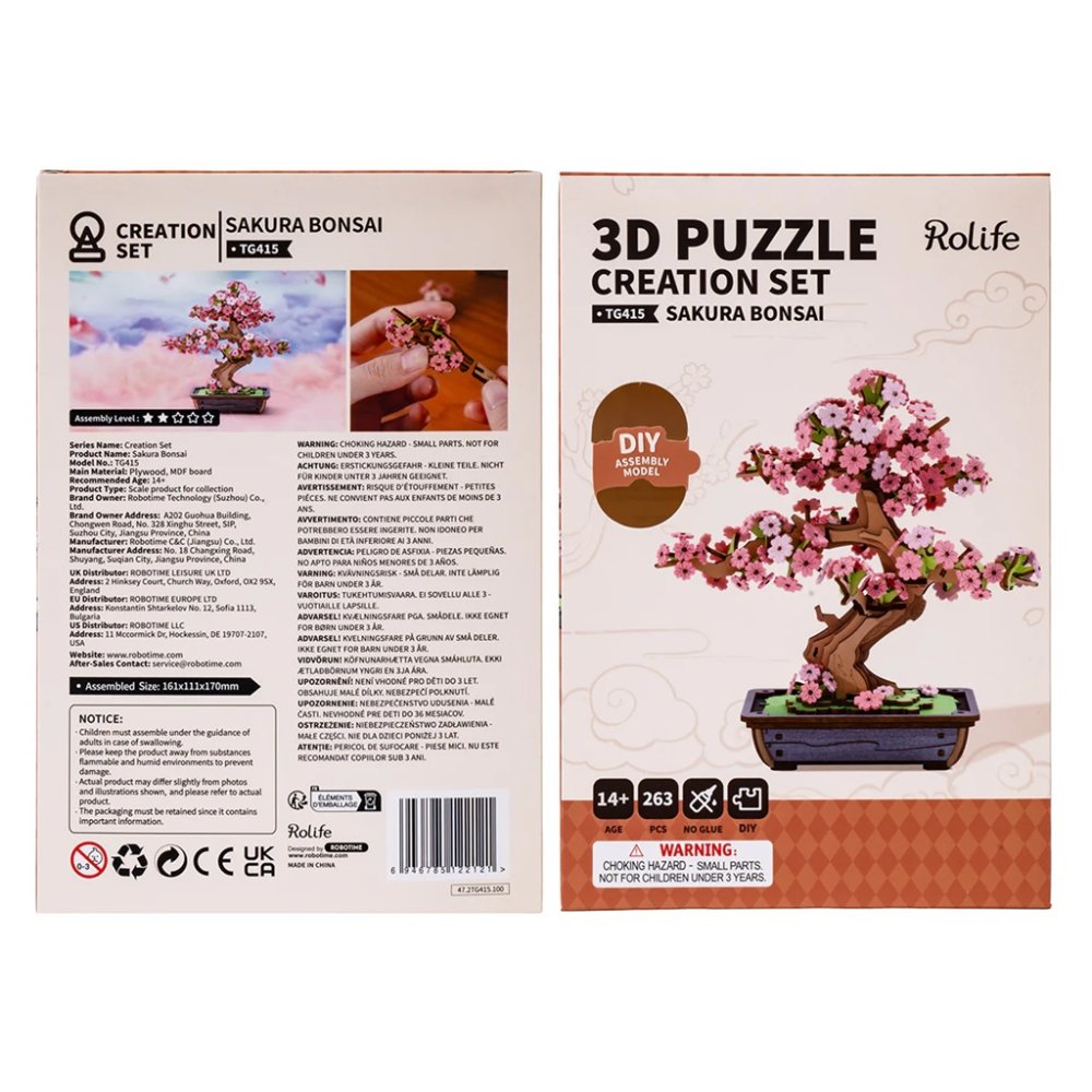RoboTime 3D dřevěná skládačka Bonsaj sakura (obrázek 3)