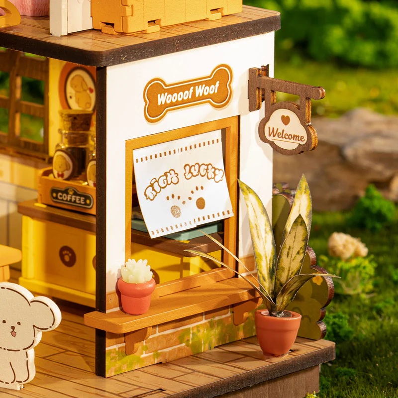 RoboTime 3D dřevěná skládačka Miniatura domečku Domeček pro štěňátka (obrázek 5)