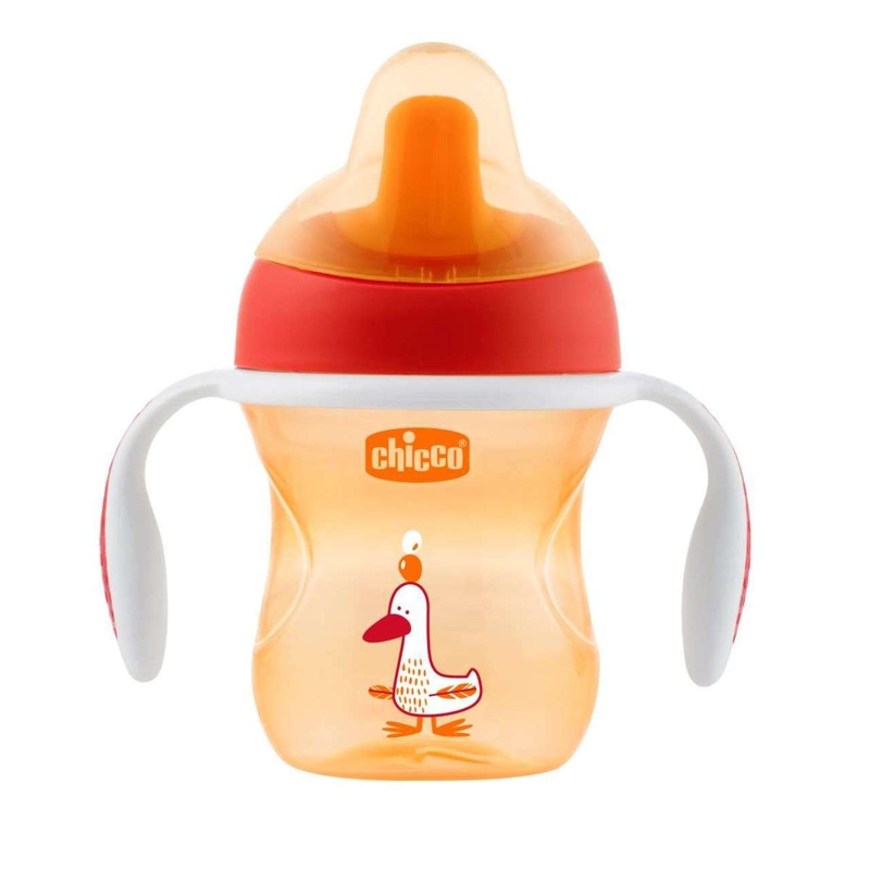 CHICCO Trainingsbecher Mit Henkel 200 Ml Orange 6 Monate+