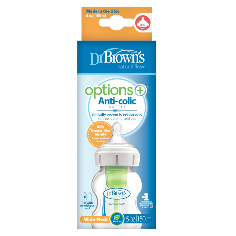 Butelka antykolkowa DR.BROWN'S Options+ szeroka szyjka 2x150 ml plastik - obrazek 3