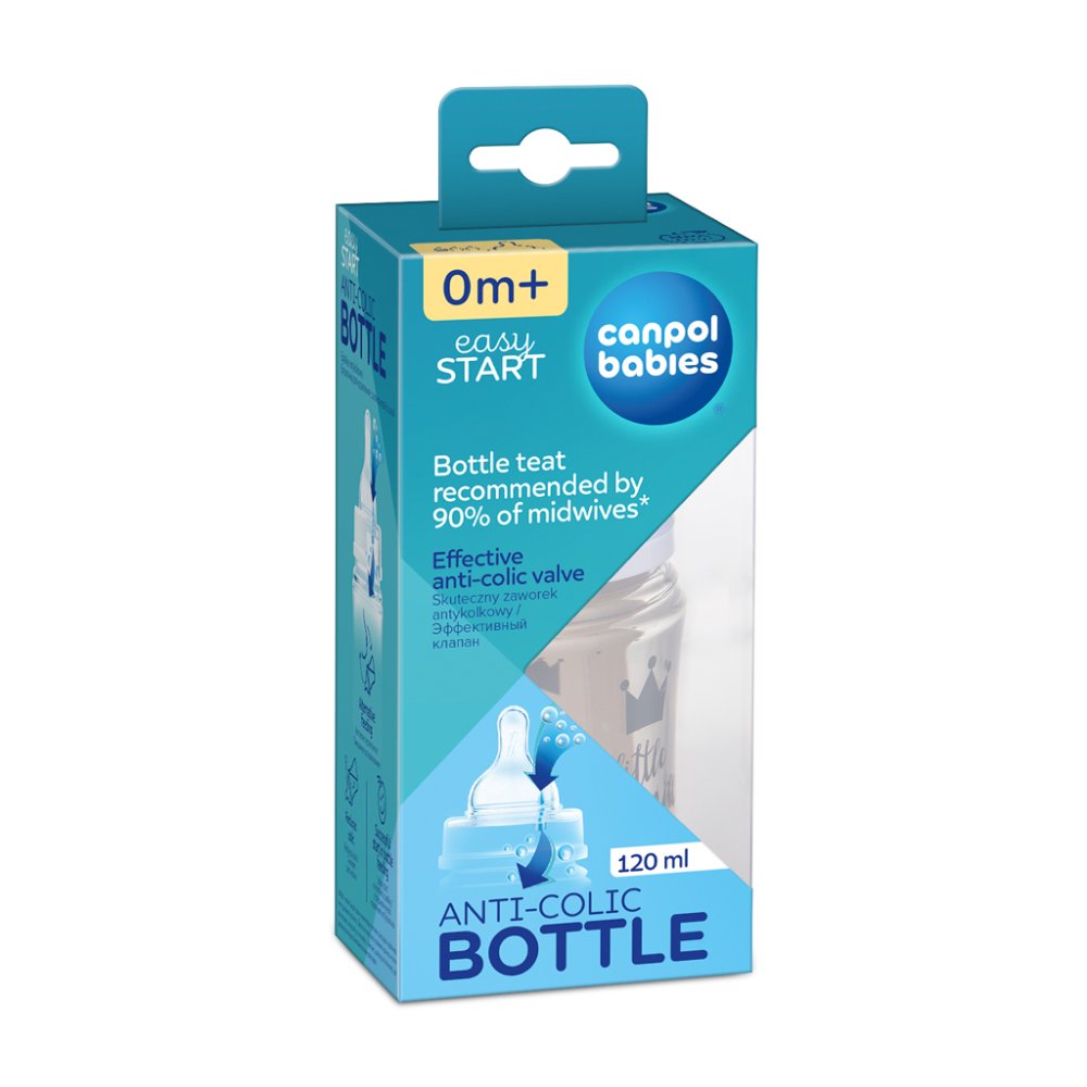 CANPOL BABIES Fles Met Brede Opening Royal Baby 120 Ml Blauw