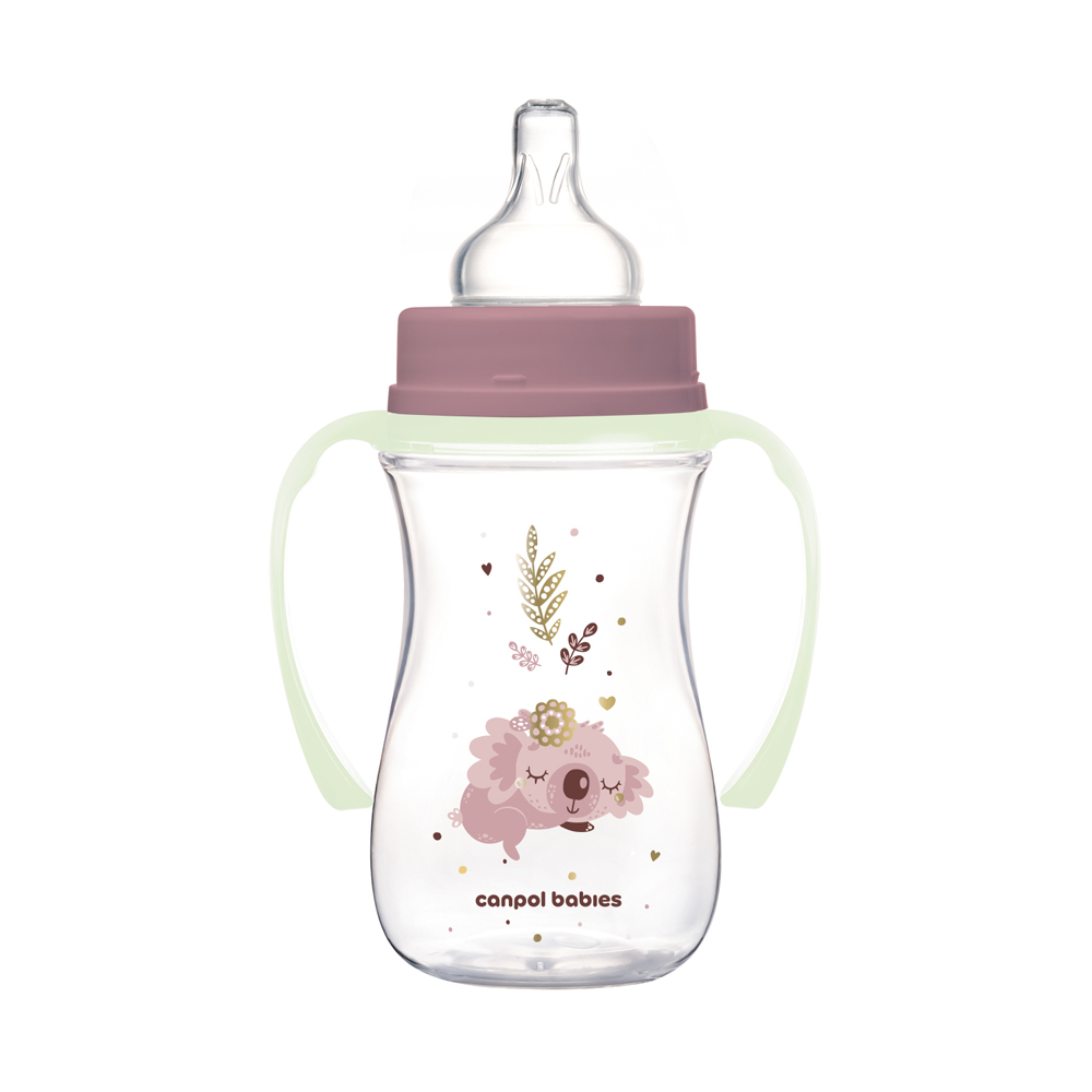 CANPOL BABIES Anti-colic Bottle With Light-up Handles EasyStart Sleepy Koala 240ml Pink