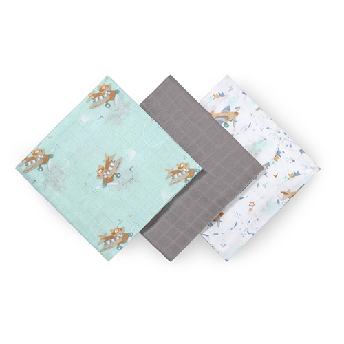 BABYONO Couches En Bambou 3 Pcs Bleu-gris, 70x70 Cm