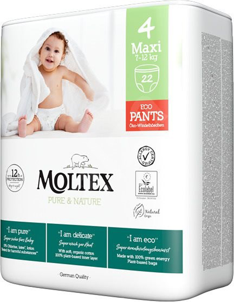 2x Chiloți Pentru Scutece De Unică Folosință MOLTEX Pure&Nature 4 Maxi (7-12 Kg) 22 Buc