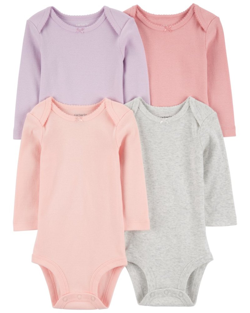 Body CARTER'S à manches longues violet/gris/rose pour fille, 4 pièces, NB/taille 56