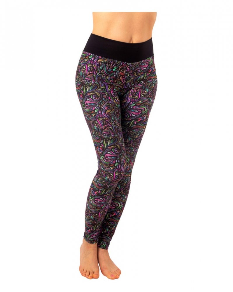 Leggings taille haute pour femmes, fleurs abstraites XL