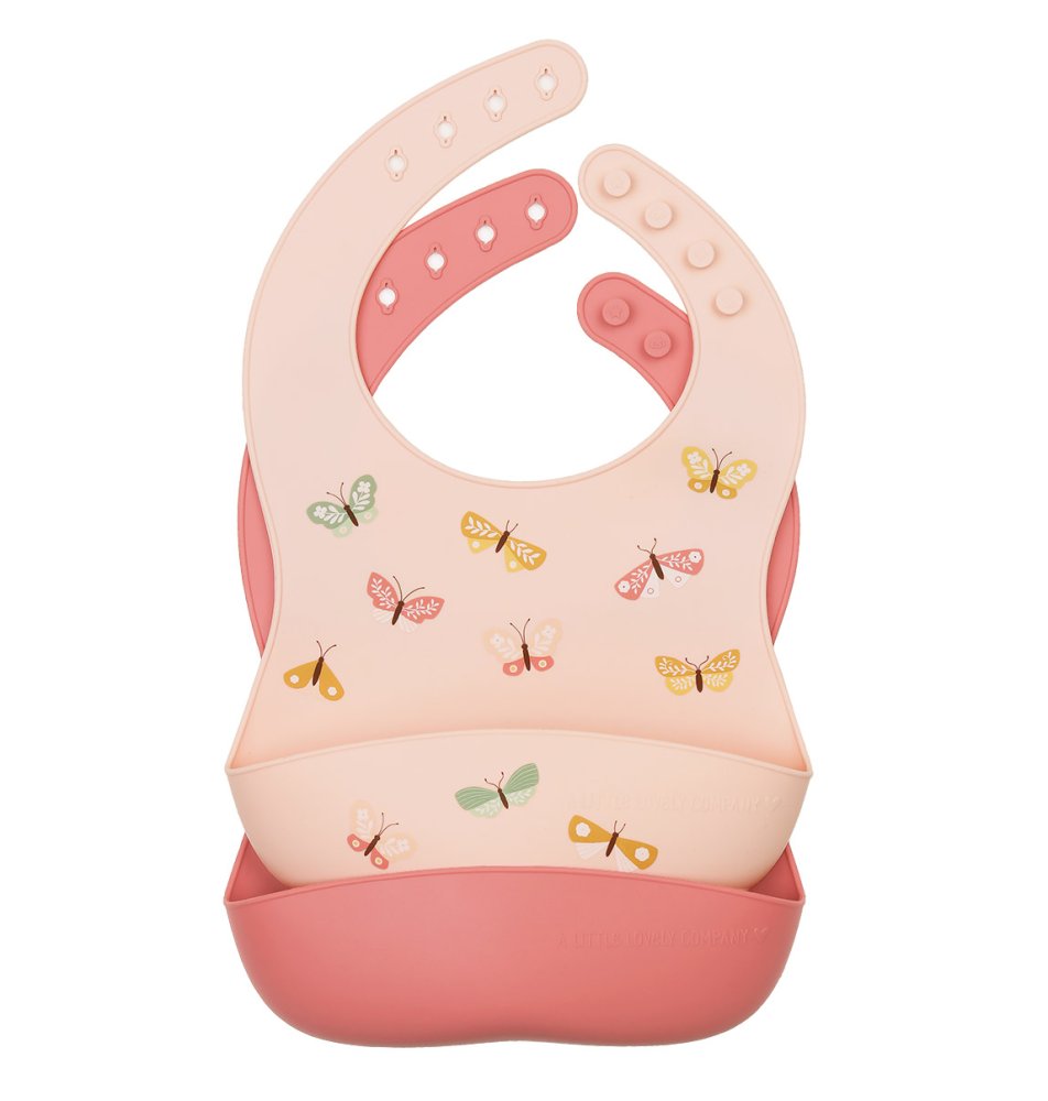 A Little Lovely Company - Lot de 2 bavoirs en silicone - Papillons