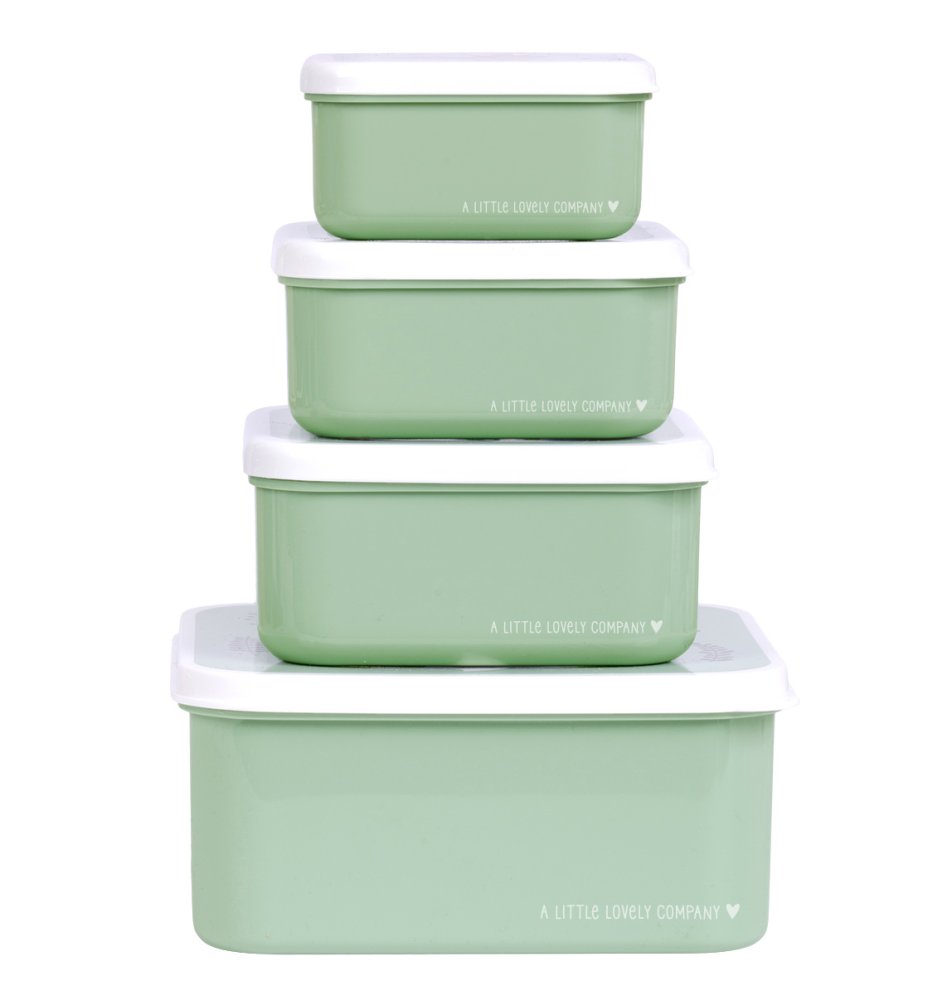 A Little Lovely Company - Set di quattro contenitori per snack - Amici della foresta - verde - immagine 3