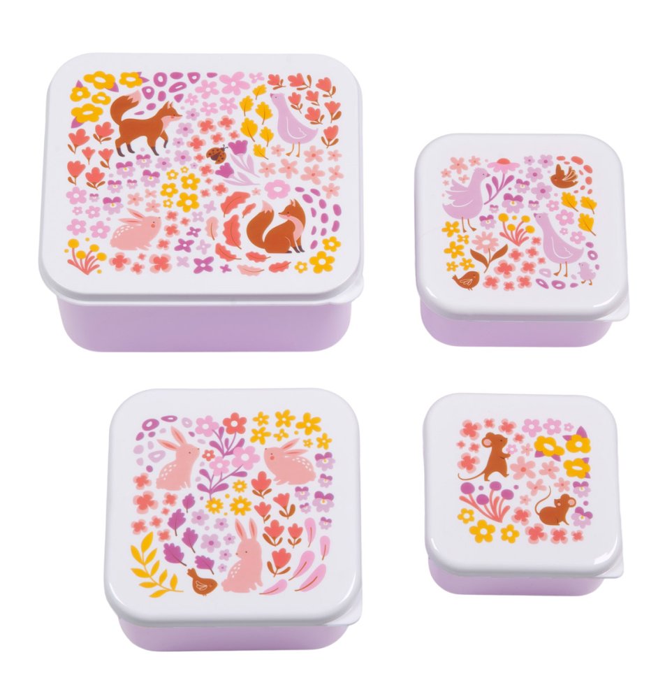 A Little Lovely Company - Set di quattro contenitori per snack - Giardino fiorito