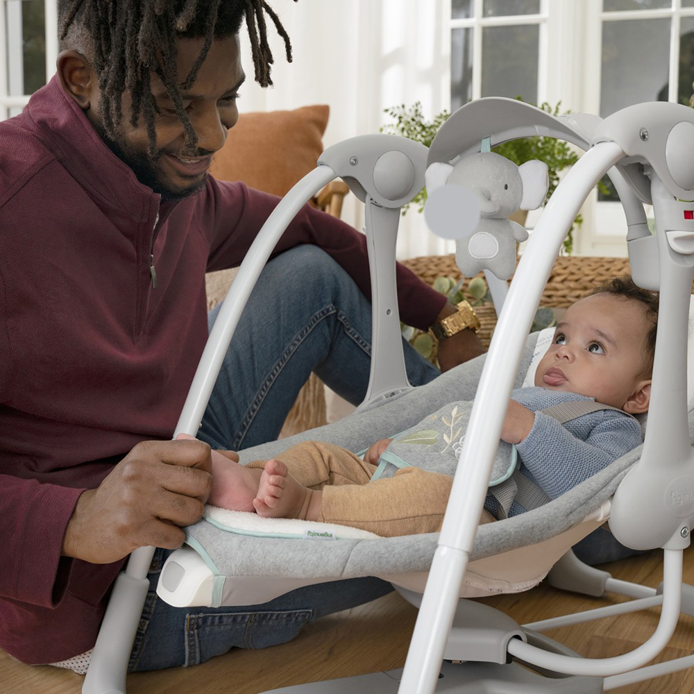 INGENUITY Altalena convertibile con adattatore vibrante con melodia Swell™ 2in1, 0m+ fino a 9 kg - immagine 6