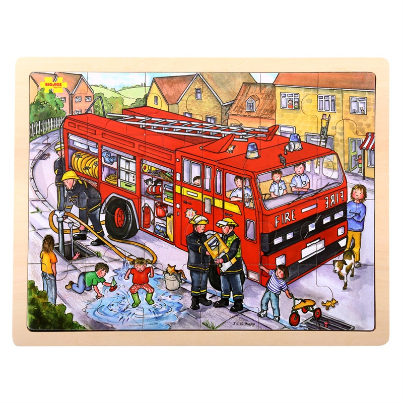 Bigjigs Toys Holzpuzzle Feuerwehrleute 24 Teile