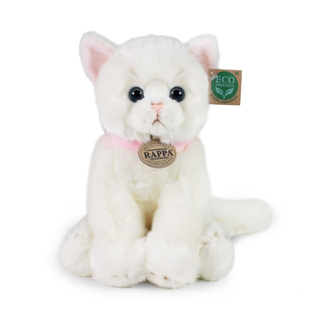 Rappa Chat en peluche assis blanc 25 cm ECO-FRIENDLY