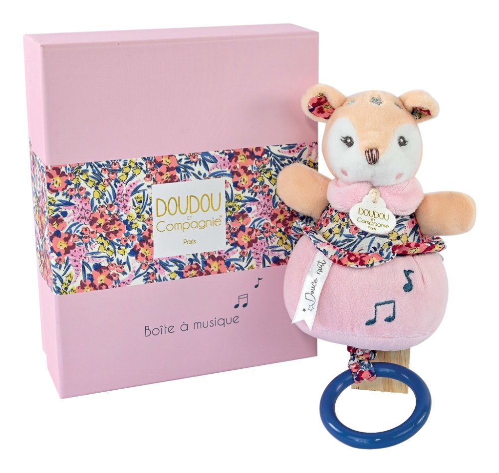 Coffret cadeau Doudou - Peluche biche jouant une mélodie 20 cm