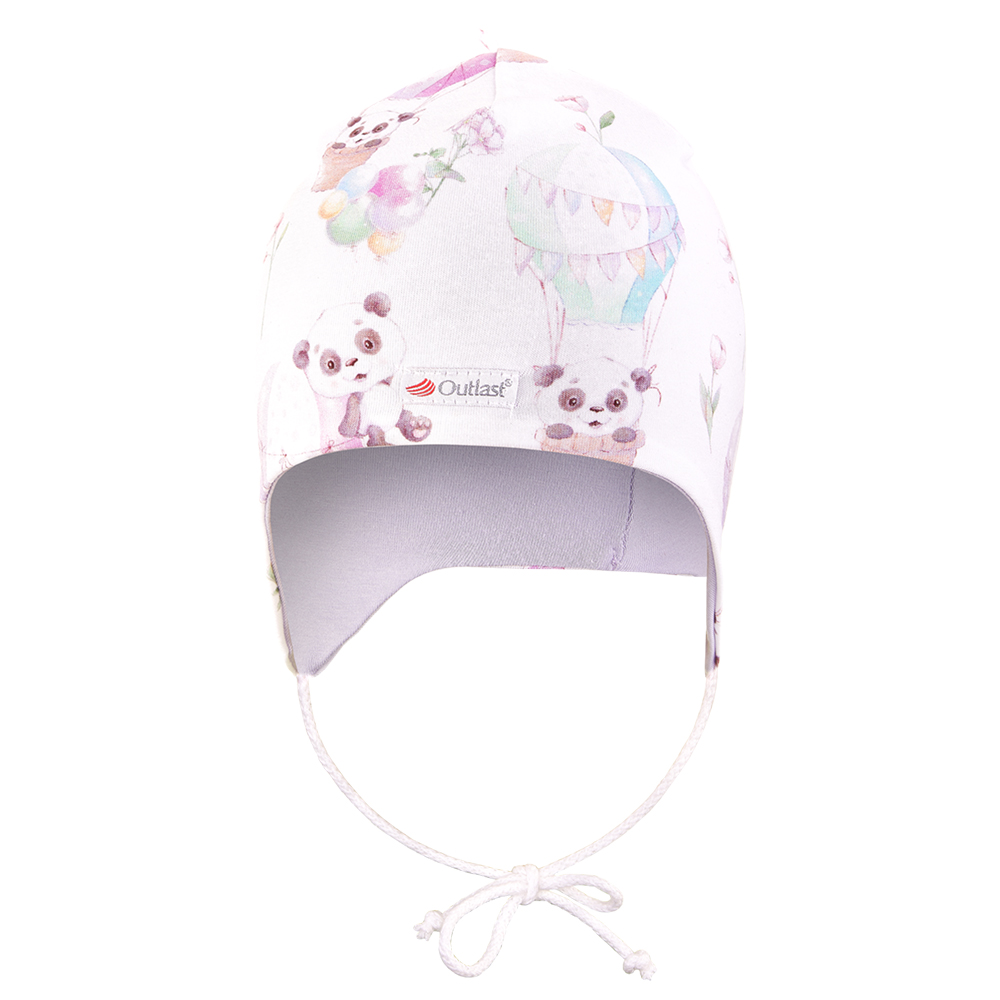 Bonnet doublé à nouer Outlast® - panda/violet clair 1 | 36-38 cm