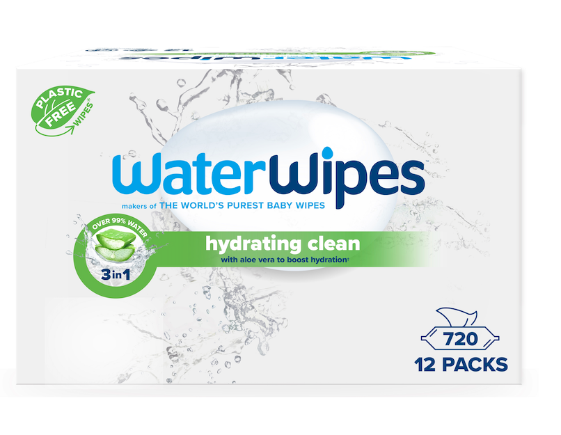 12x WATERWIPES Ubrousky vlhčené Hydrating clean with aloe vera 3in1 60 ks