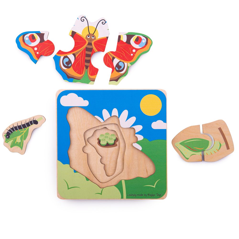 Bigjigs Toys Vkládací puzzle životní cykly motýla (obrázek 3)