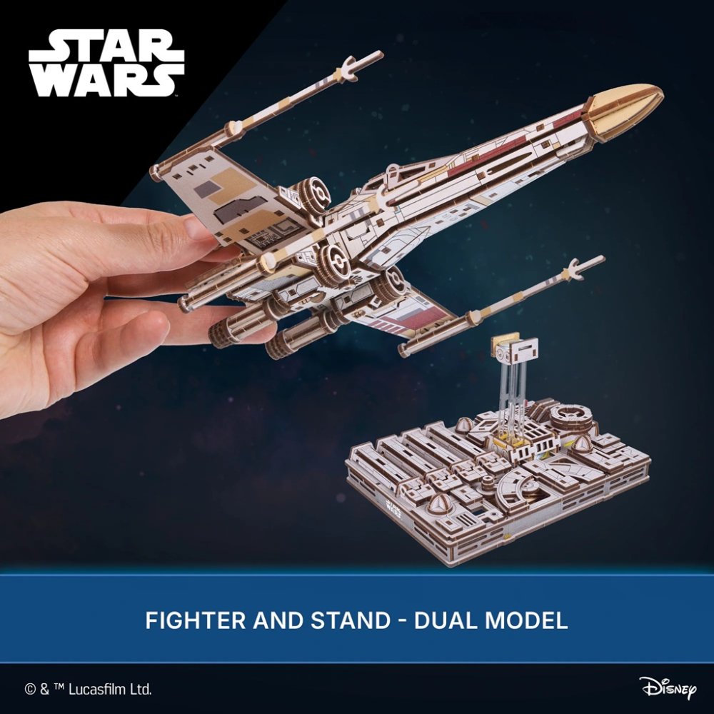Ugears 3D dřevěná mechanická skládačka Star Wars Luke Skywalker X-Wing stíhačka (obrázek 10)