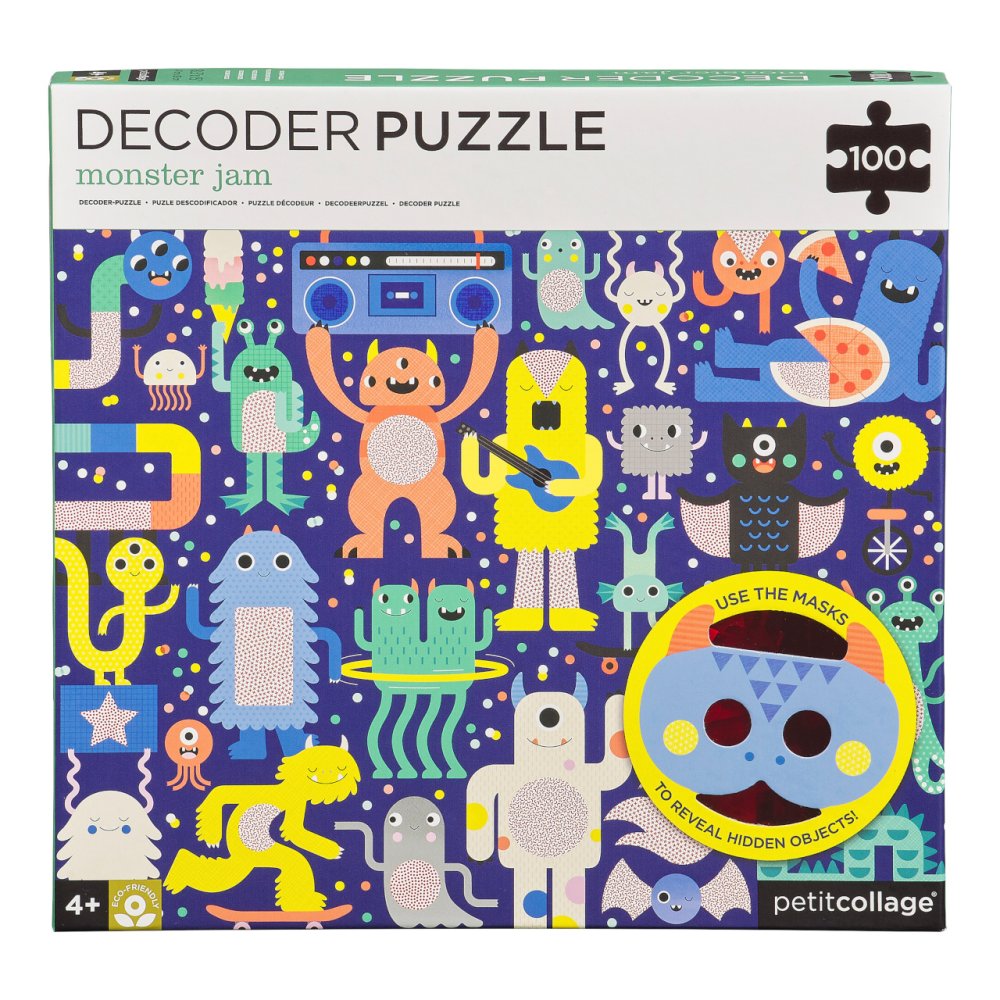 Petit Collage Puzzle příšerky 100 ks s 3D brýlemi (obrázek 3)