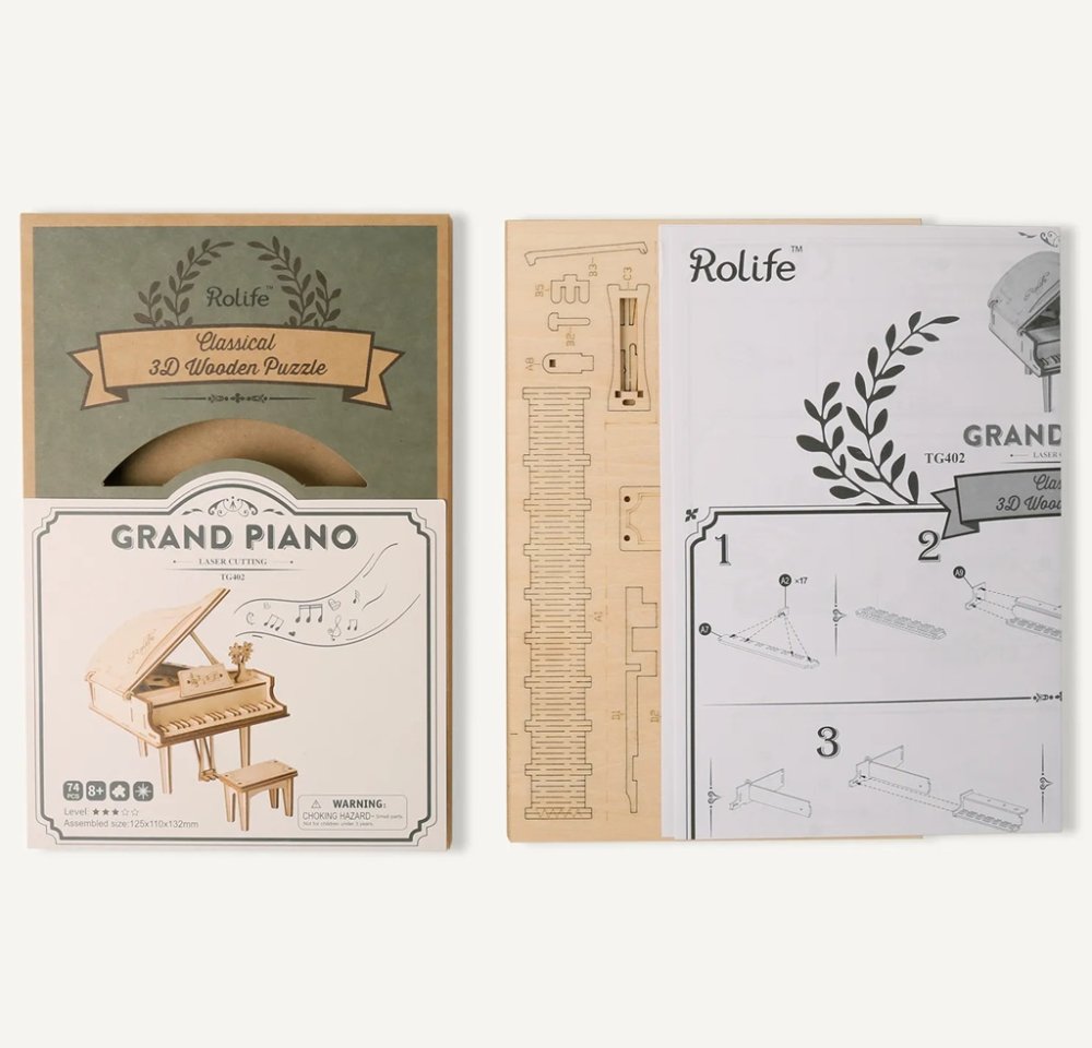 RoboTime 3D dřevěná skládačka Velké piano (obrázek 3)