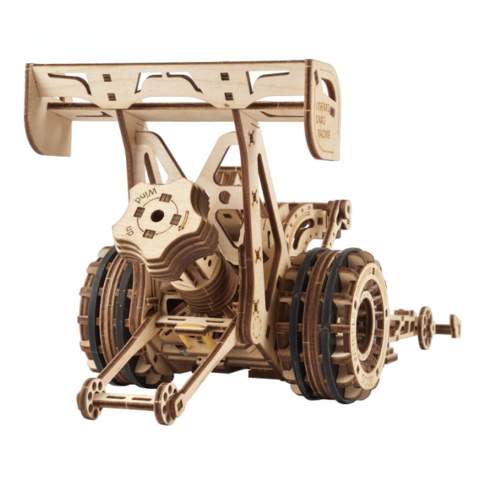 Ugears 3D dřevěné mechanické puzzle Závodní auto (dragster) (obrázek 8)