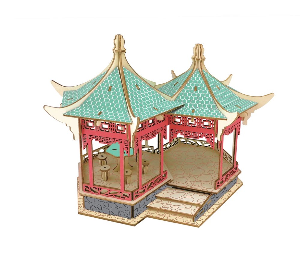 Woodcraft Dřevěné 3D puzzle slavné budovy Yueyang Tower v barvě