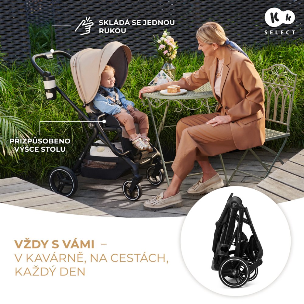 KINDERKRAFT SELECT Kočárek Kombinovaný Yoxi 2v1 Pure Black