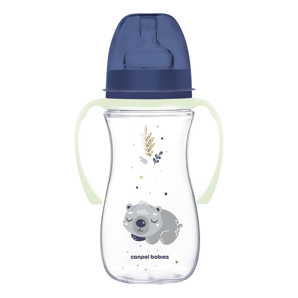 CANPOL BABIES Biberon Anti-colique Avec Poignées Lumineuses EasyStart Sleepy Koala 300ml Bleu