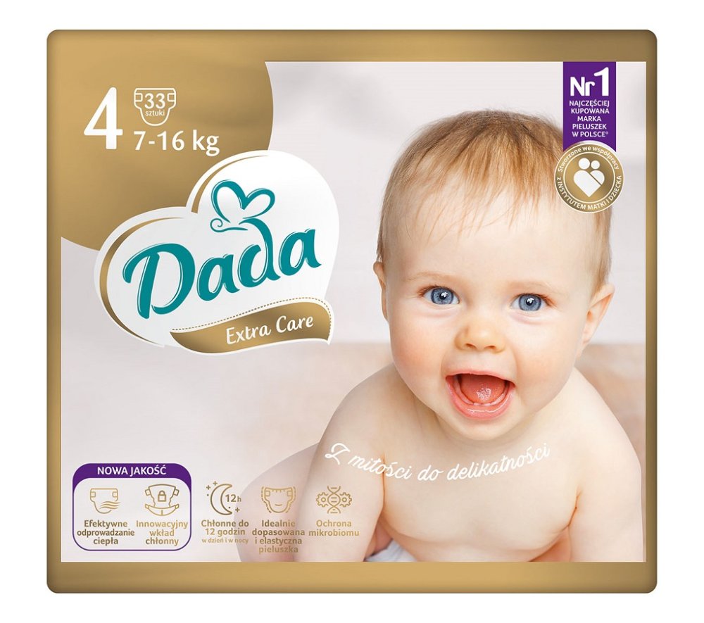 DADA Extra Care Jednokratne Pelene 4 Maxi (7-16 Kg) 33 Kom