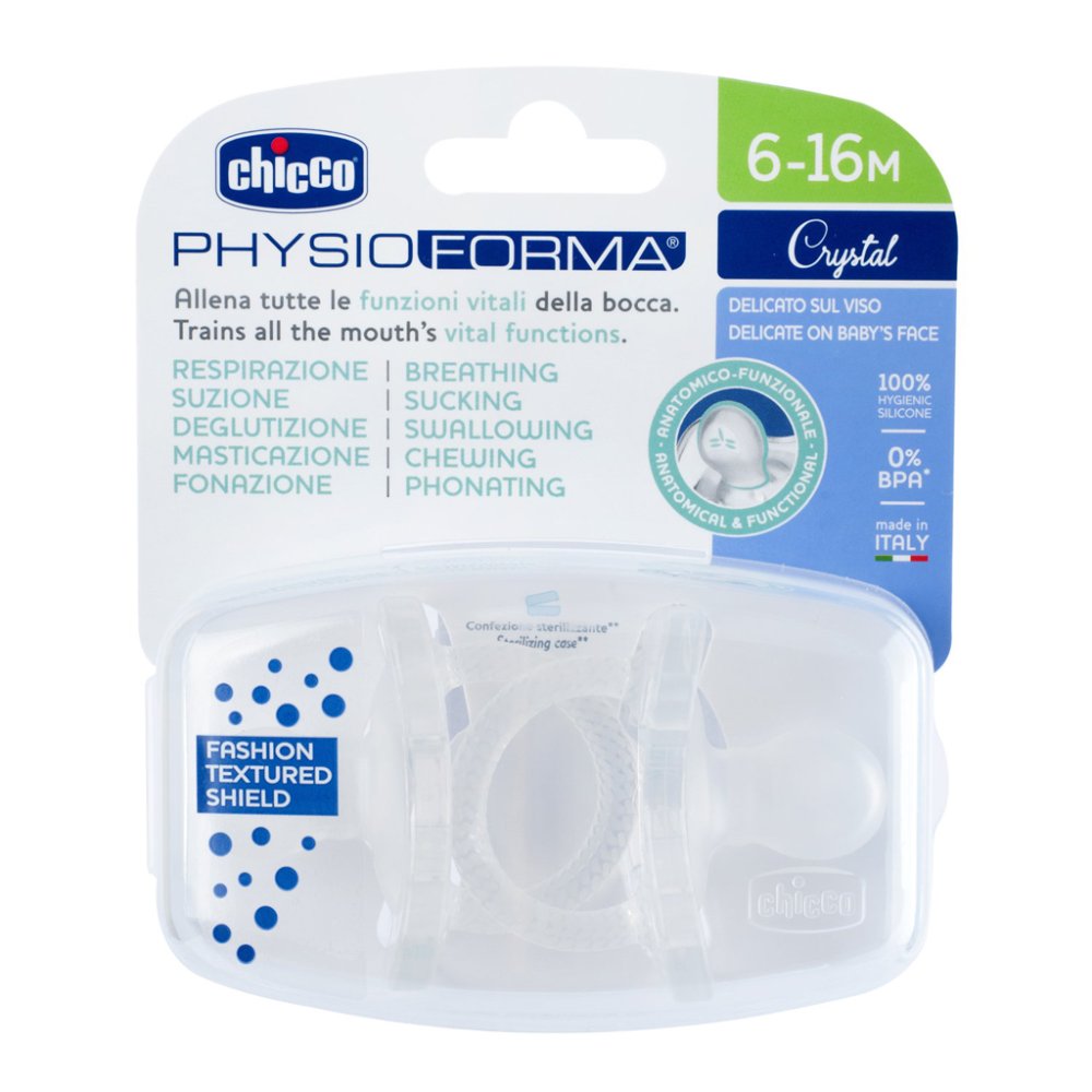 CHICCO Suzeta Physio Luxe Silicon Integral 6-12m Cristal 2 Buc