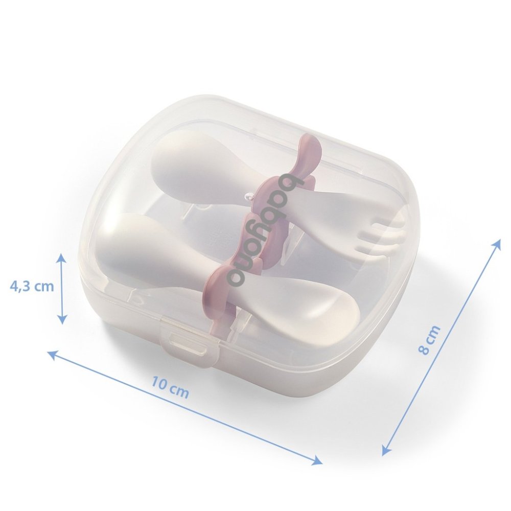 BABYONO Cucchiaio E Forchetta Con Custodia Rosa 12m+