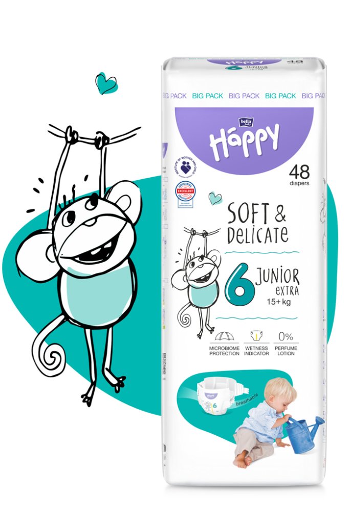 BELLA HAPPY Baby Pañales Desechables Junior Extra 15+ Kg 48uds