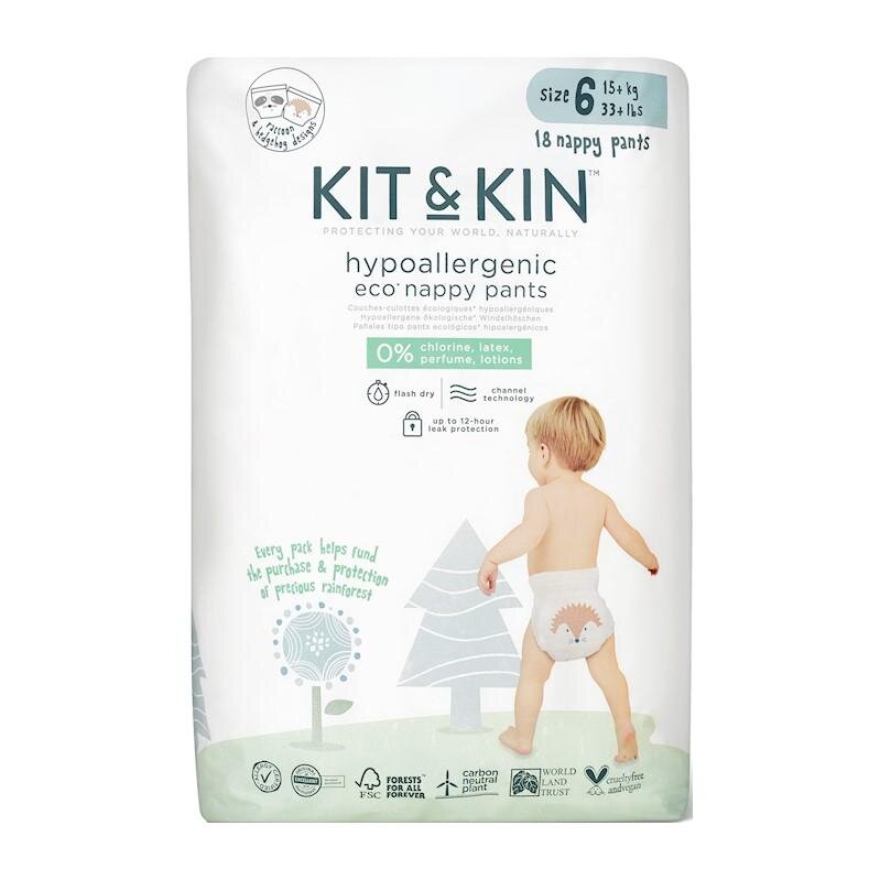 KIT & KIN Chiloți Scutec De Unică Folosință Eco 6 (15 Kg+) 18 Buc