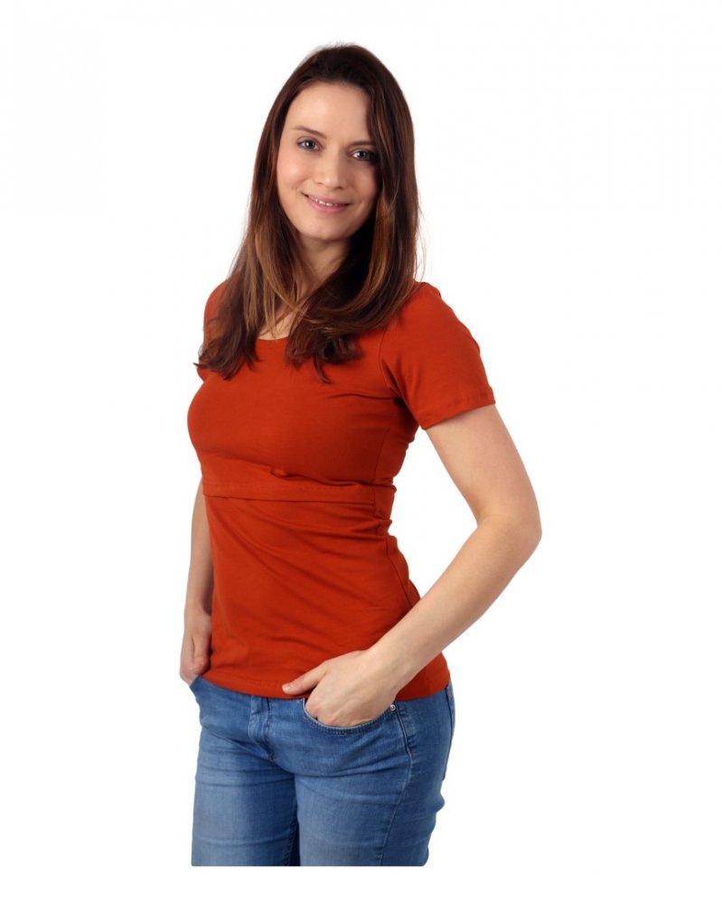 T-shirt d'allaitement Kateřina, manches courtes, cannelle M/L – Image 3