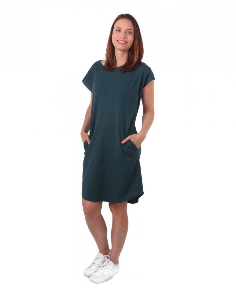 Abito Zoe da donna con tasche, vestibilità ampia, verde bottiglia L/XL - immagine 4
