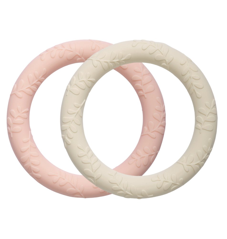 A Little Lovely Company - Massaggiagengive in silicone a forma di foglia - Crema di fragole, 2 pz
