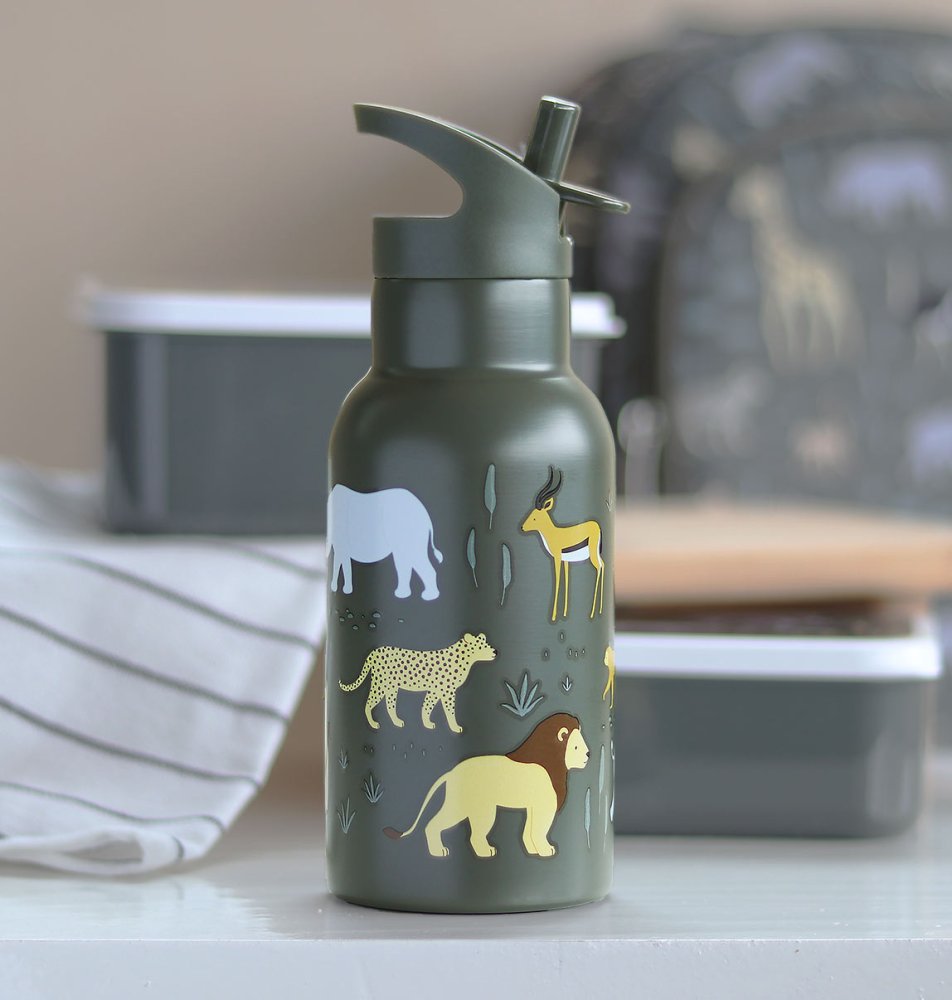 A Little Lovely Company - Borraccia in acciaio inossidabile, 350 ml - Animali della savana - immagine 4