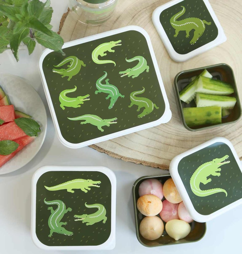 A Little Lovely Company - Set di quattro contenitori per snack - coccodrillo - immagine 5