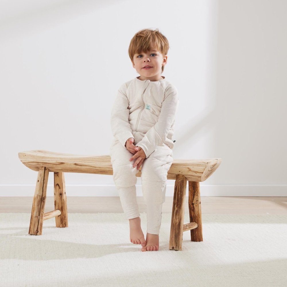 ERGOPOUCH Kombinezon do spania z bawełny organicznej Onesie Oatmeal Marle 6-12 m, 2,5 tog - obrazek 6