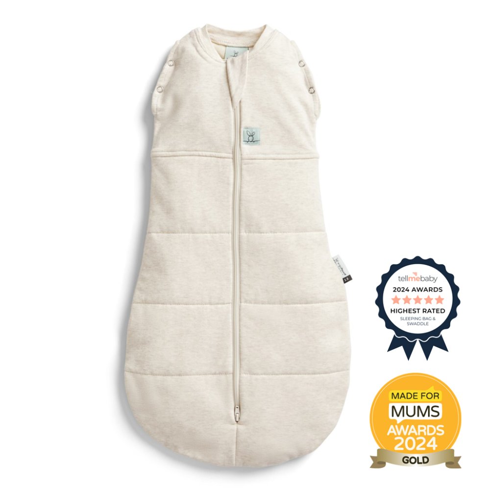 ERGOPOUCH Couverture d'emmaillotage et sac de couchage 2 en 1 Cocoon Oatmeal Marle 0-3 m, 3-6 kg, 2,5 tog