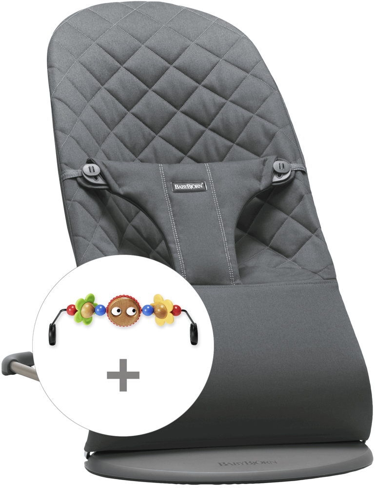 BABYBJÖRN Leżaczek Bliss Cotton, Anthracite z zabawką